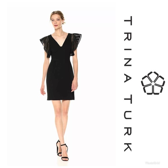 Trina Turk Dresses & Skirts - Trina Turk Dress Women’s 8 Black Glowing Crepe V Neck Glam Holiday NWT